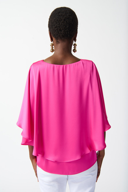 Silky Flowy Sleeve Top Style 242202. Ultra Pink. 2
