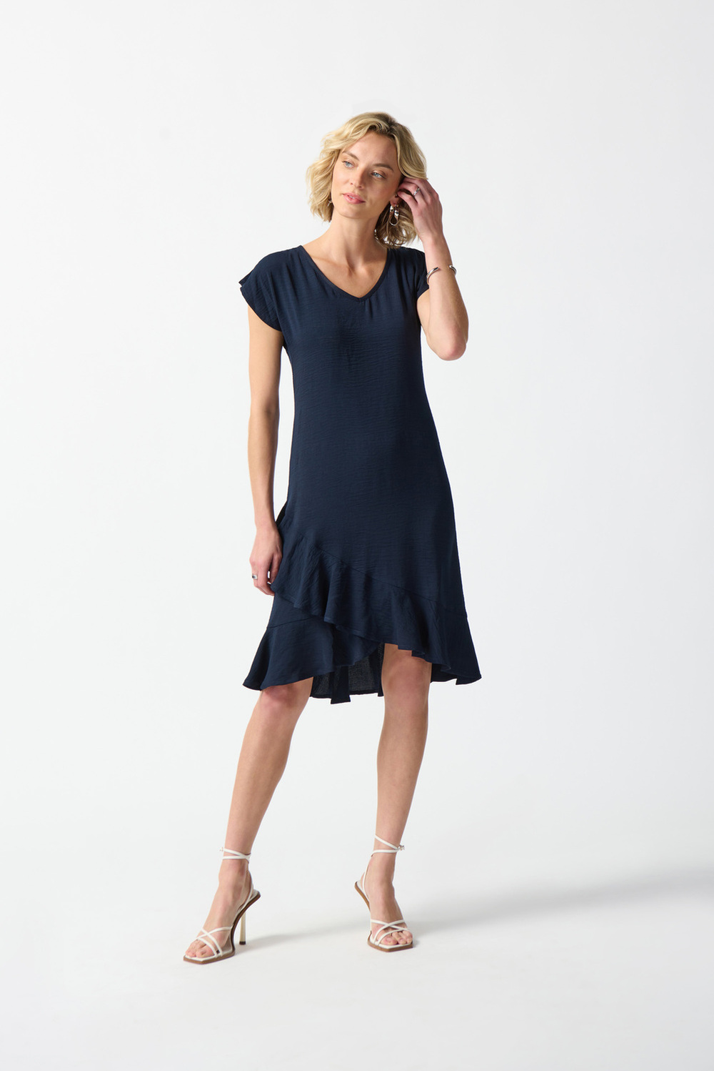 Ruffle Hem Dress Style 242206. Midnight Blue