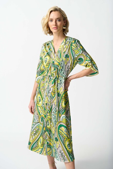 Paisley Print Shirt Dress Style 242208. Vanilla/Multi
