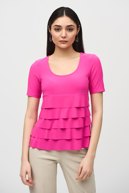 T-shirt volant&eacute;, col rond mod&egrave;le 242214. Ultra Pink