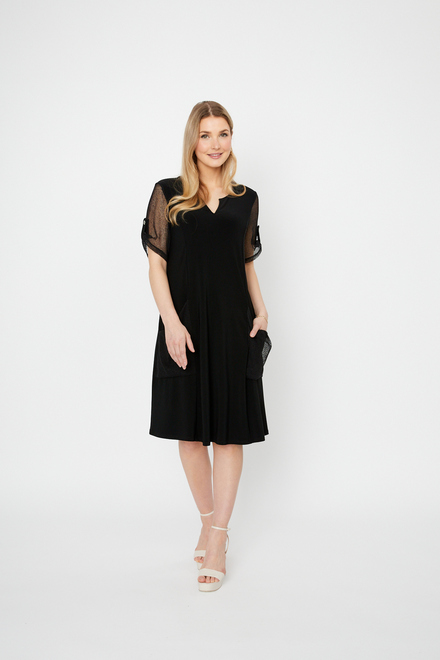 Mesh Sleeve Dress Style 242218. Black