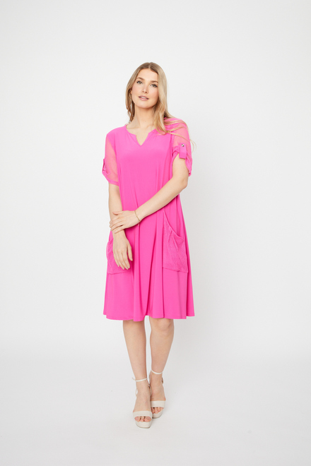 Mesh Sleeve Dress Style 242218. Ultra pink