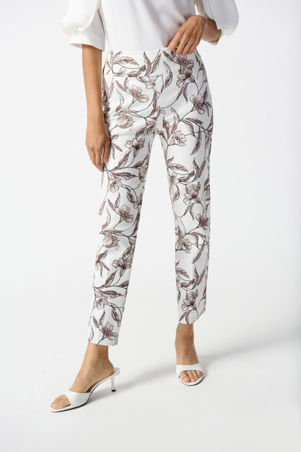 Floral Design Cropped Pants Style 242222. Vanilla/Multi