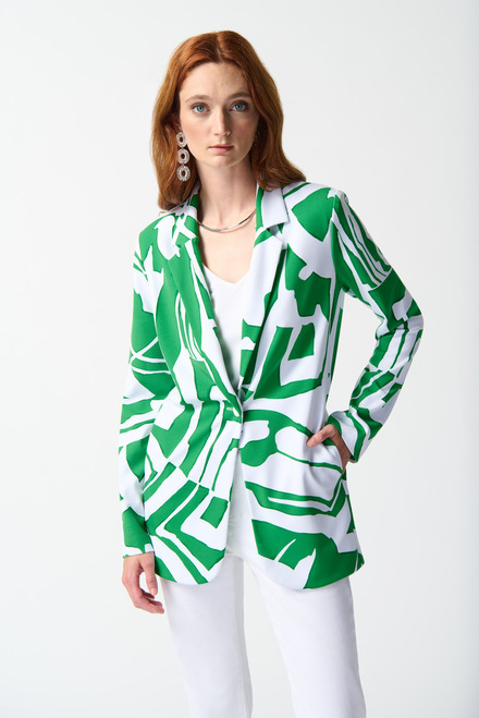 Palm Print Blazer Style 242230. Green/vanilla