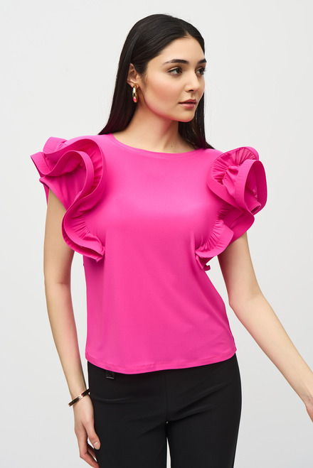 Ruffle Sleeve Top Style 242236. Ultra Pink. 7