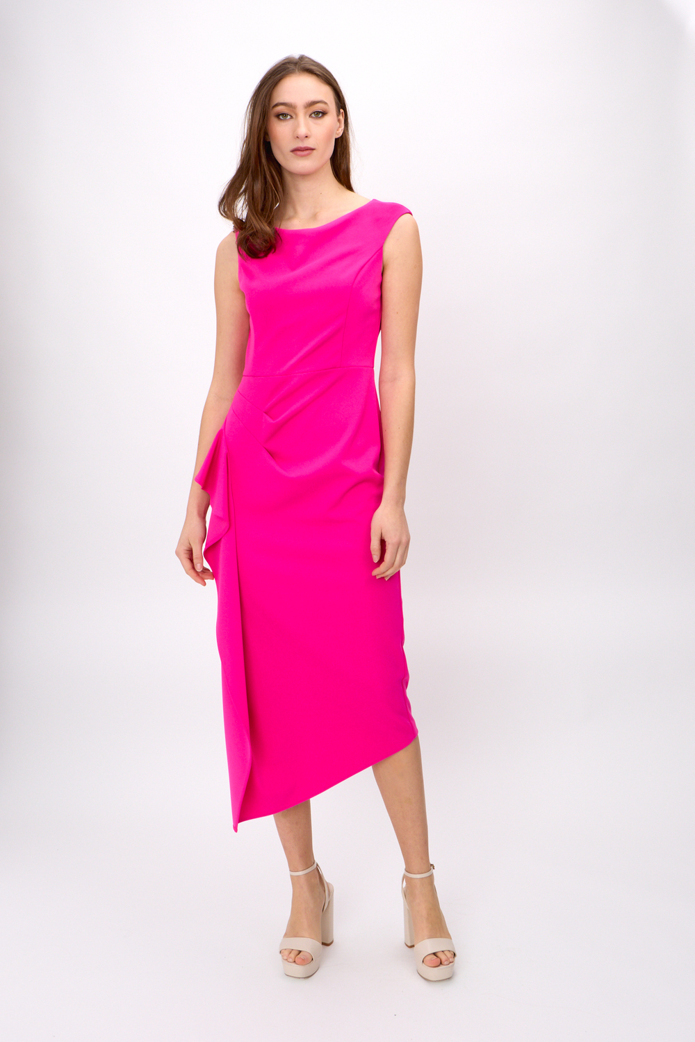 Ruffle Sheath Dress Style 242238. Ultra Pink