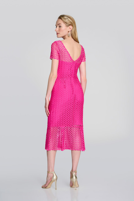 Chevron Lace Overlay Dress Style 242704. Shocking Pink. 2
