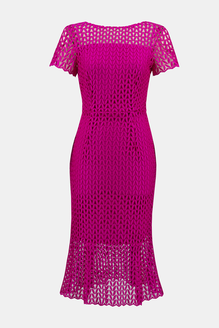 Chevron Lace Overlay Dress Style 242704. Shocking Pink. 5