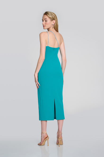 One-Shoulder Beaded Dress Style 242708. Ocean Blue. 2