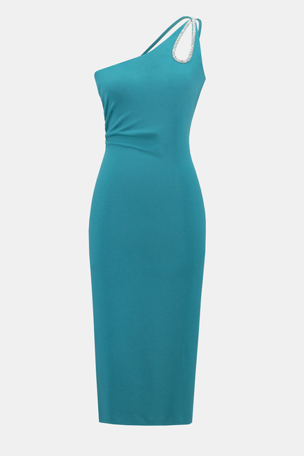 One-Shoulder Beaded Dress Style 242708. Ocean Blue. 5