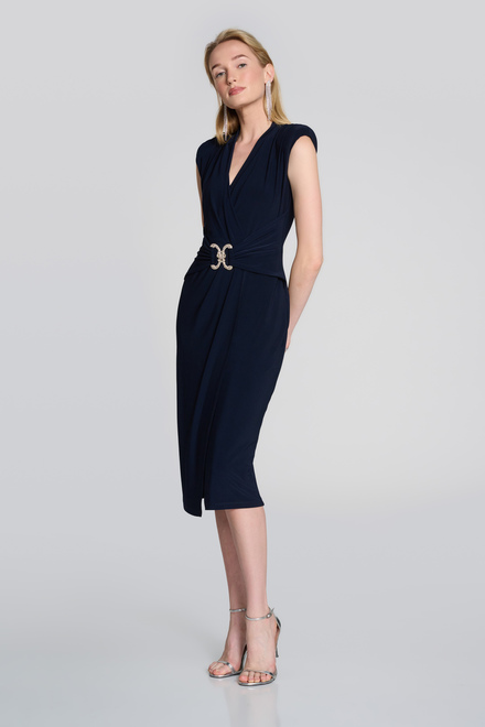 Hardware Buckle Wrap Front Dress Style 242711. Midnight Blue. 4
