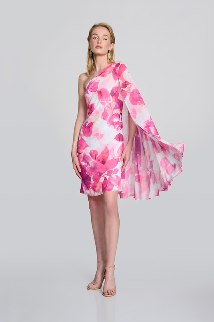 Floral Print Cape Sleeve Dress Style 242716. Vanilla/multi. 5