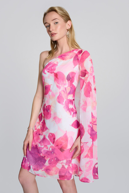 Floral Print Cape Sleeve Dress Style 242716. Vanilla/multi. 4
