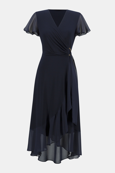 Wrap Front Chiffon Dress Style 242730. Midnight Blue. 6