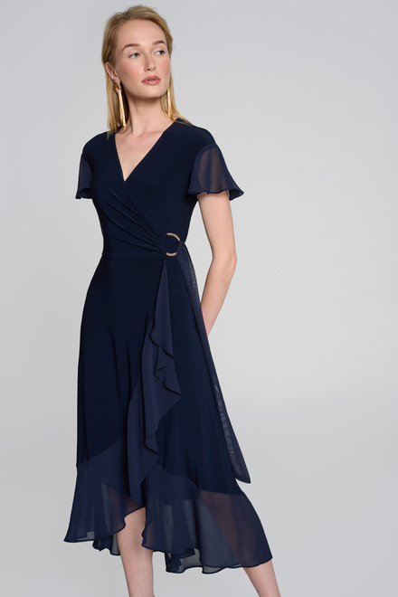 Wrap Front Chiffon Dress Style 242730. Midnight Blue. 5