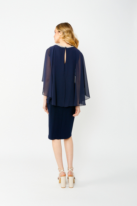 Embellished Cape Dress Style 242731. Midnight Blue. 3
