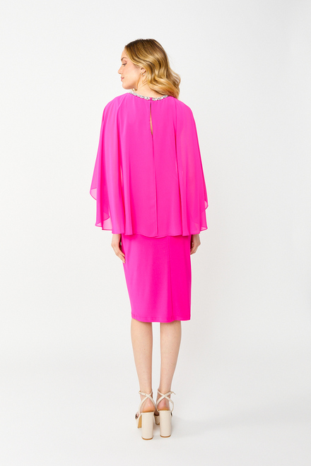 Embellished Cape Dress Style 242731. Shocking Pink. 5
