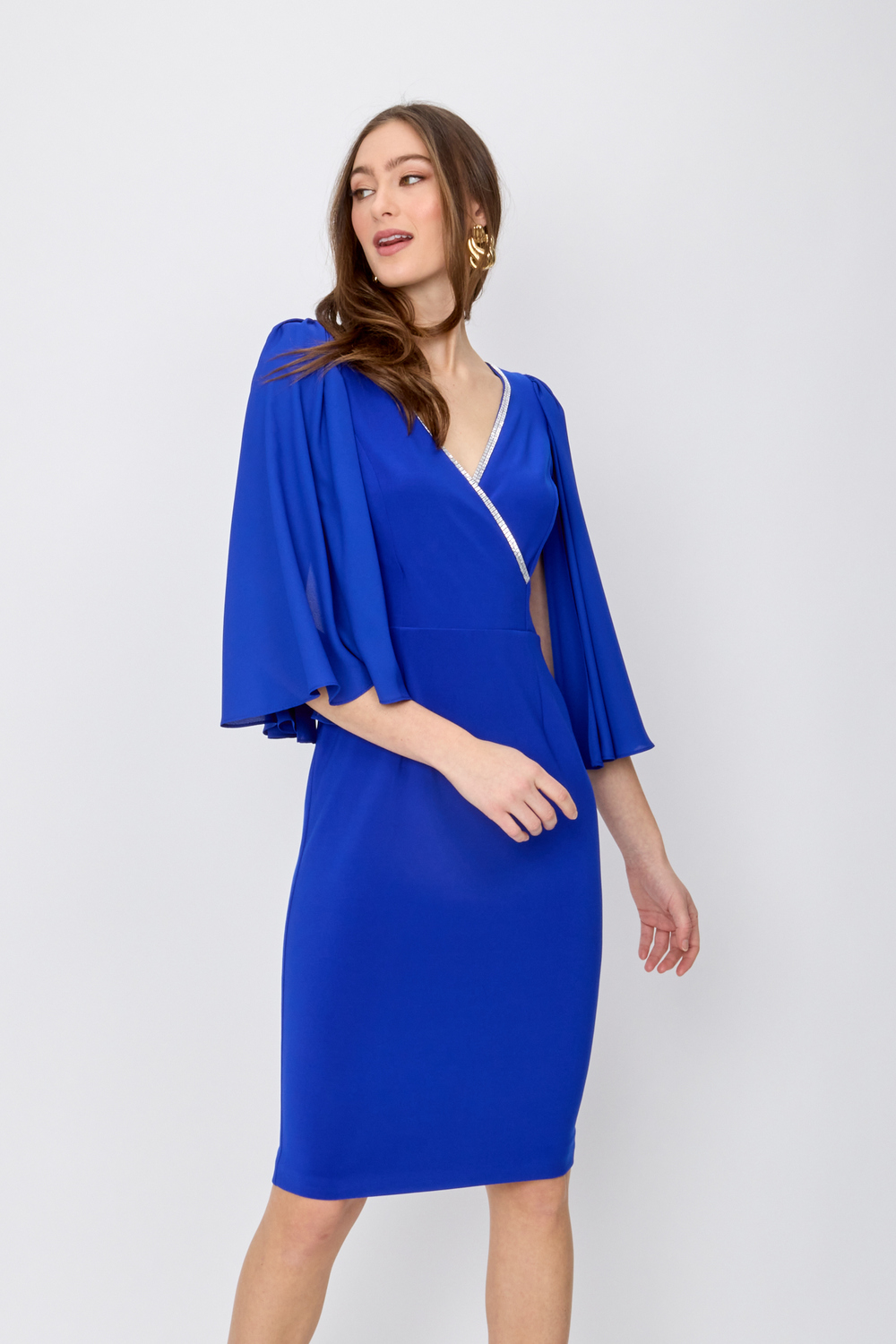 Embellished Wrap Front Dress Style 242732. Royal Sapphire 163