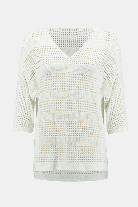 Perforated V-Neck Top Style 242903. Vanilla 30. 4