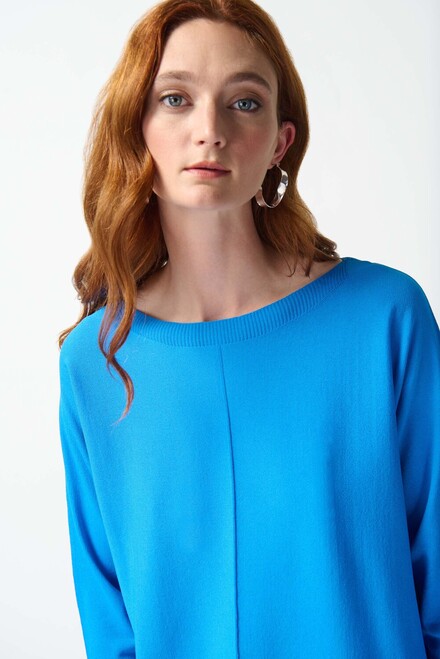Front Pleat Boat Neck Top Style 242905. French Blue. 3