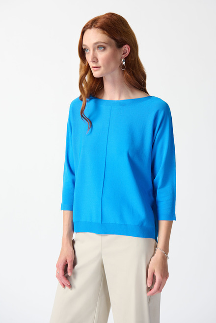 Front Pleat Boat Neck Top Style 242905. French blue