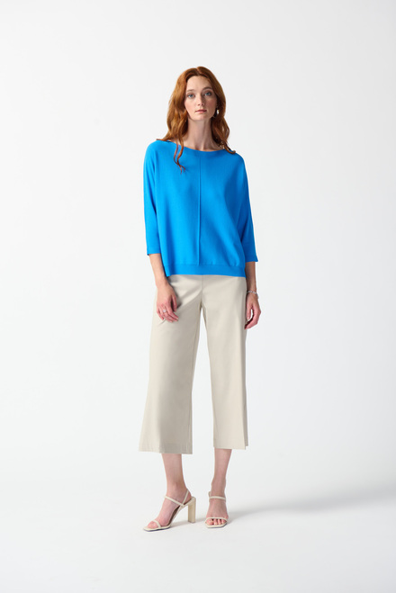 Front Pleat Boat Neck Top Style 242905. French Blue. 4