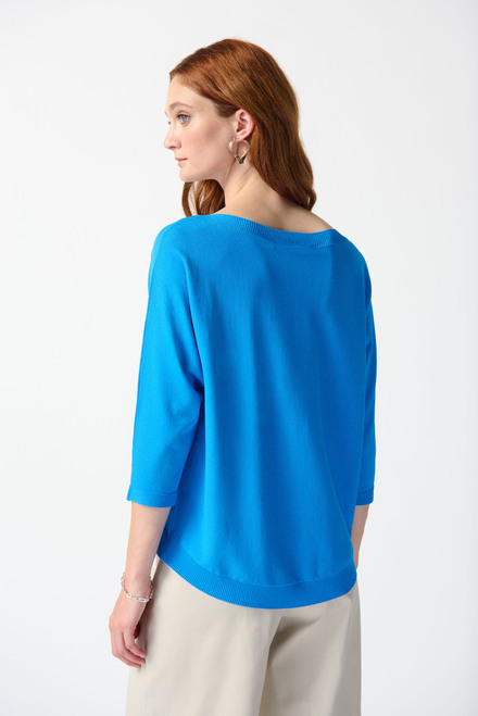 Front Pleat Boat Neck Top Style 242905. French Blue. 2