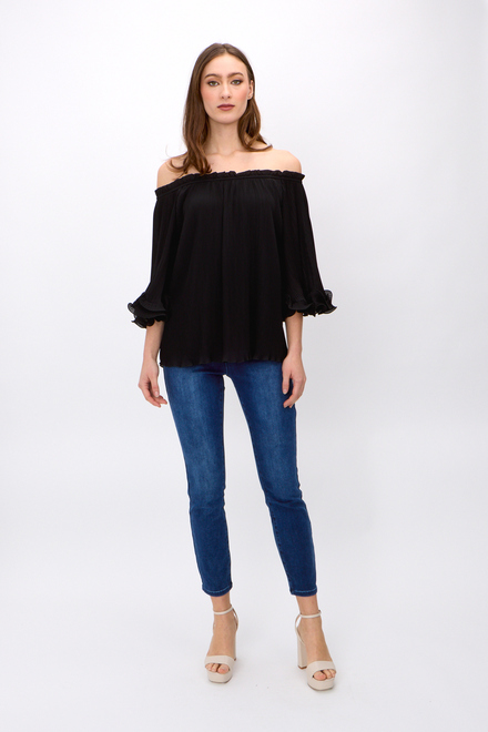 Off-Shoulder Pleated Top Style 242909. Black. 4