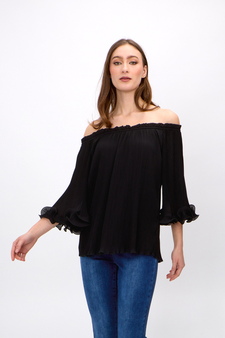 Off-Shoulder Pleated Top Style 242909. Black
