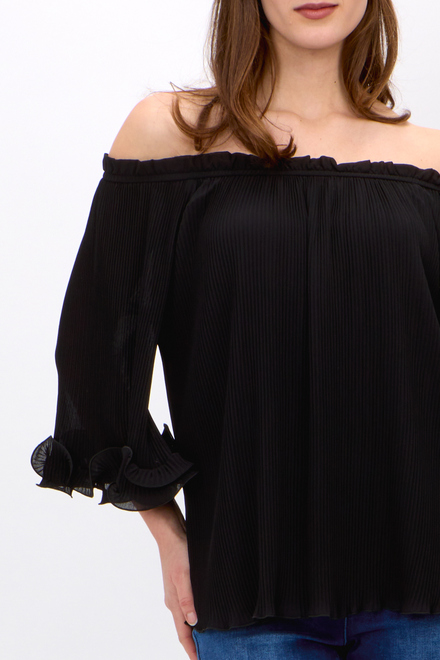 Off-Shoulder Pleated Top Style 242909. Black. 3