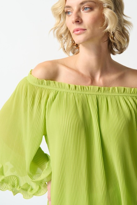Off-Shoulder Pleated Top Style 242909. Key Lime. 2