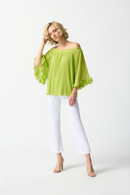 Off-Shoulder Pleated Top Style 242909. Key Lime. 3