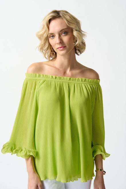 Off-Shoulder Pleated Top Style 242909. Key lime
