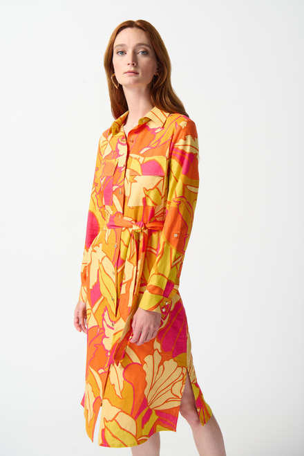 Robe chemise, feuilles color&eacute;es mod&egrave;le 242912. Rose/multi. 4