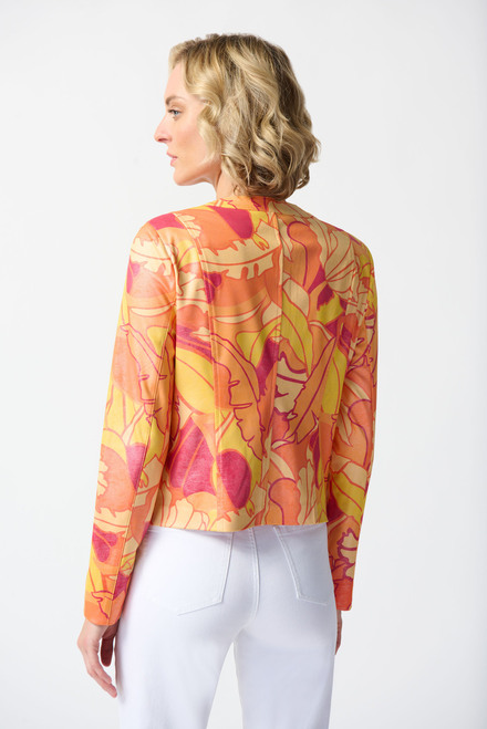 Tropical Print Faux Leather Jacket Style 242916. Pink/multi. 2
