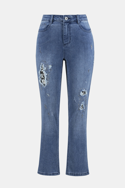 Distressed &amp; Embellished Jeans Style 242921. Denim Medium Blue. 5