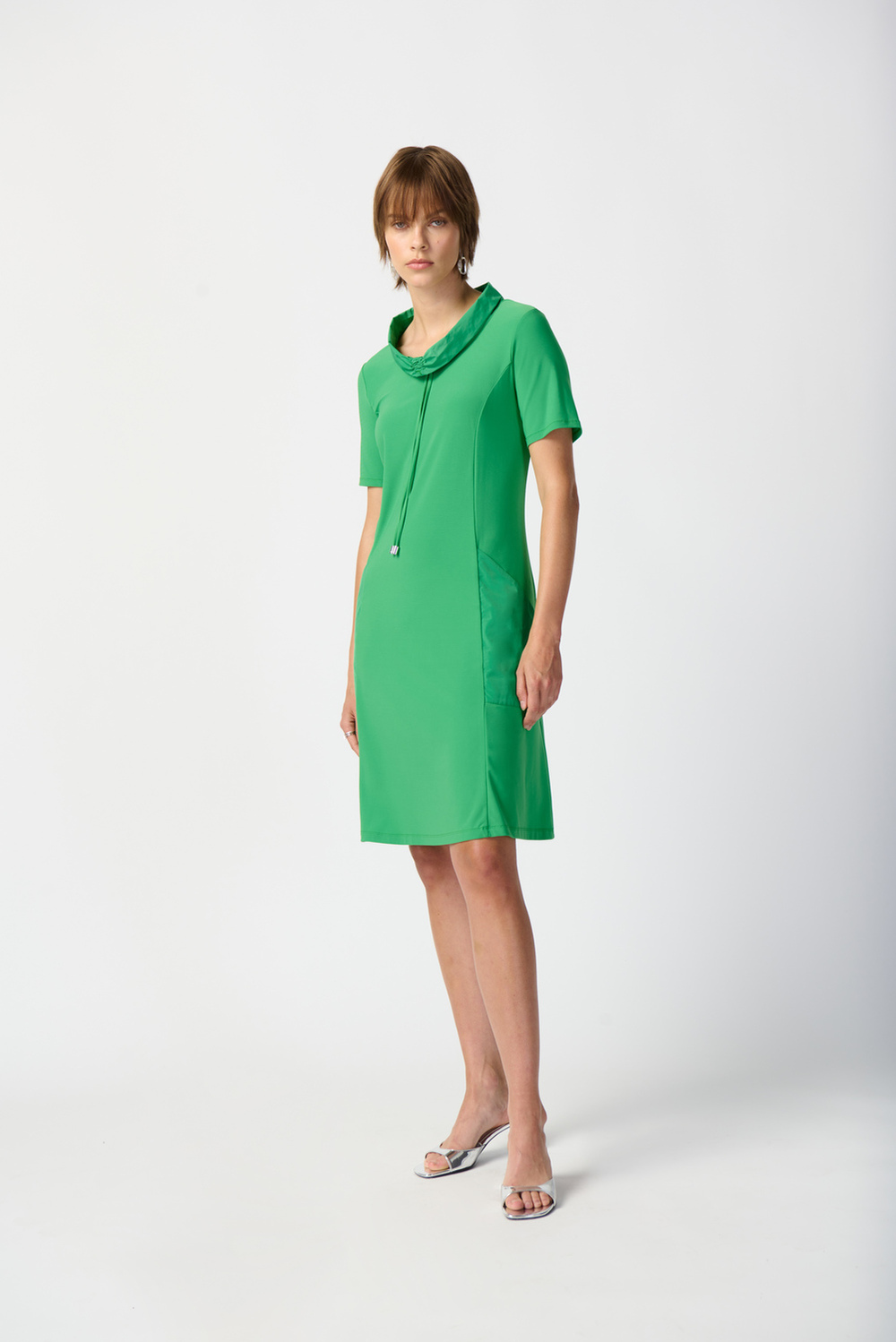 Drawstring Shirt Dress Style 231141. Island Green