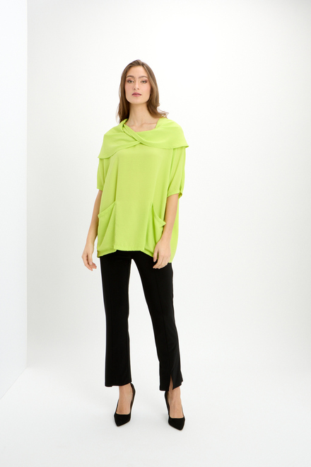 Textured Wrap Collar Tunic Style 241043. Key Lime. 4