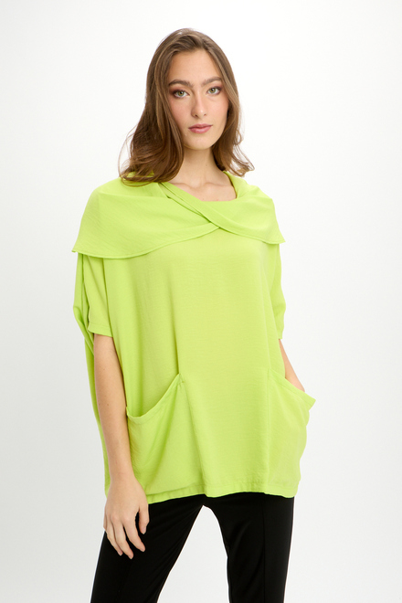 Textured Wrap Collar Tunic Style 241043. Key Lime. 5