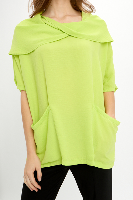Textured Wrap Collar Tunic Style 241043. Key Lime. 3