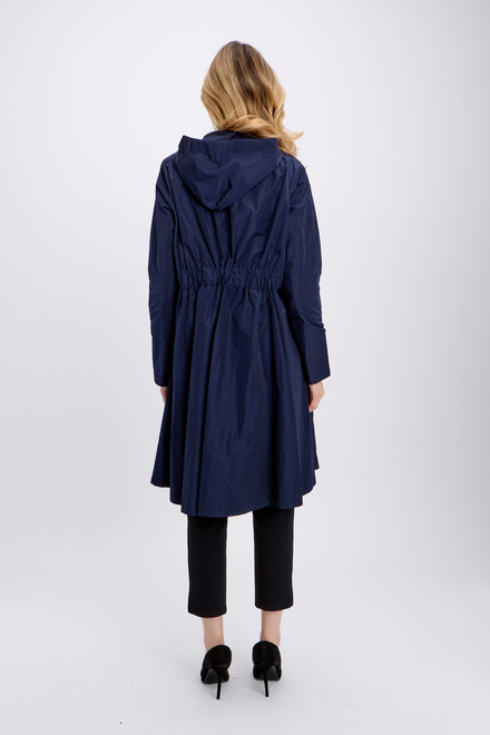 Zip Front Flared Coat Style 241068. Midnight Blue. 3