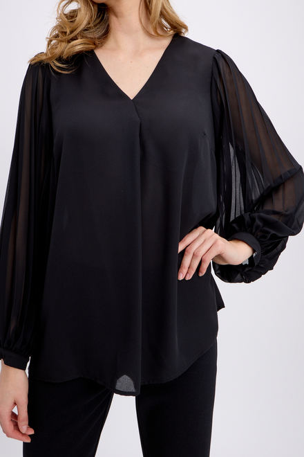 Pleated Sleeve Blouse Style 241173. Black. 2