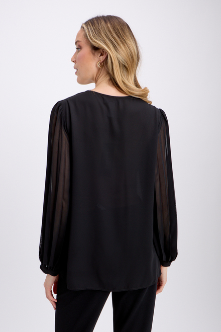 Pleated Sleeve Blouse Style 241173. Black. 3