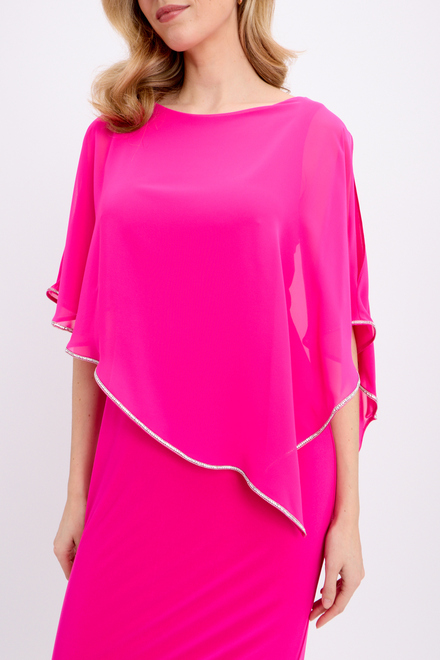 Robe avec cape asym&eacute;trique mod&egrave;le 223762S24. Shocking Pink. 4