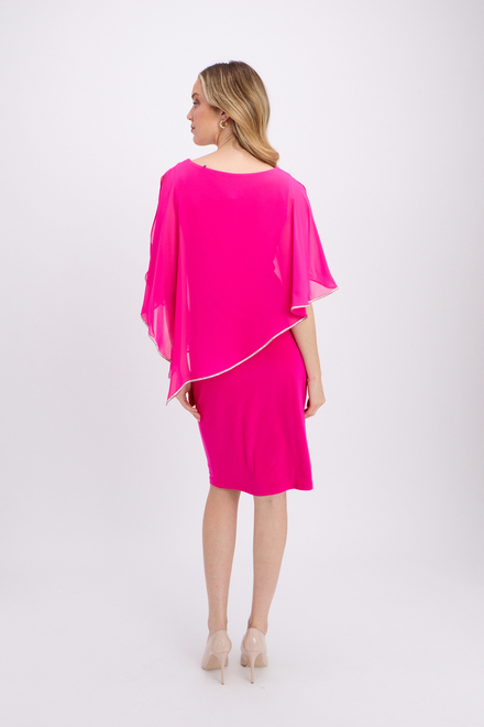 Robe avec cape asym&eacute;trique mod&egrave;le 223762S24. Shocking Pink. 2