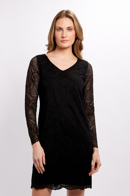 Lace V-Neck Slim Dress Style 38073. Black. 3