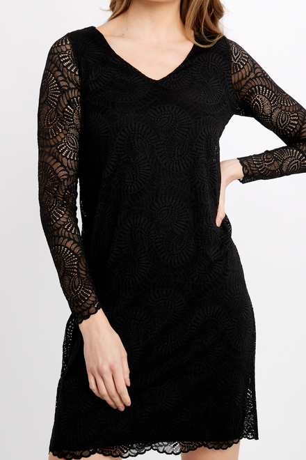 Lace V-Neck Slim Dress Style 38073. Black. 4