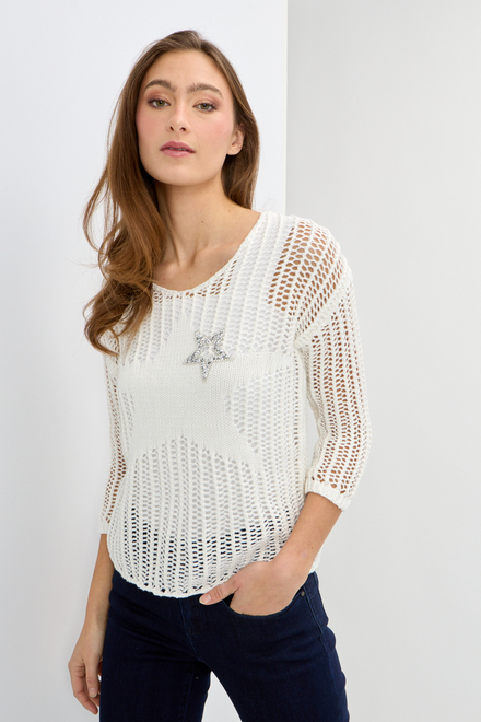 Knit top style 231724U. Off White