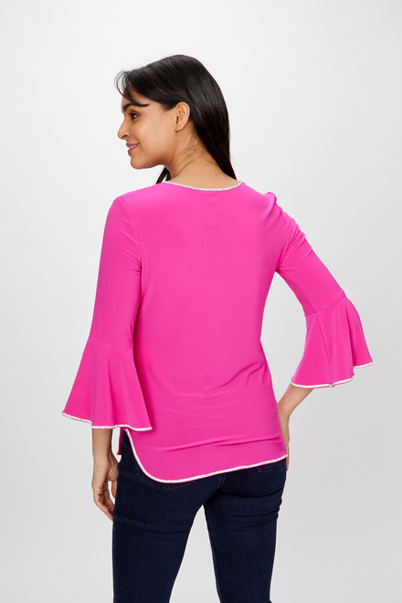  embellished  belle sleeves top style 198008. Bright Pink. 2