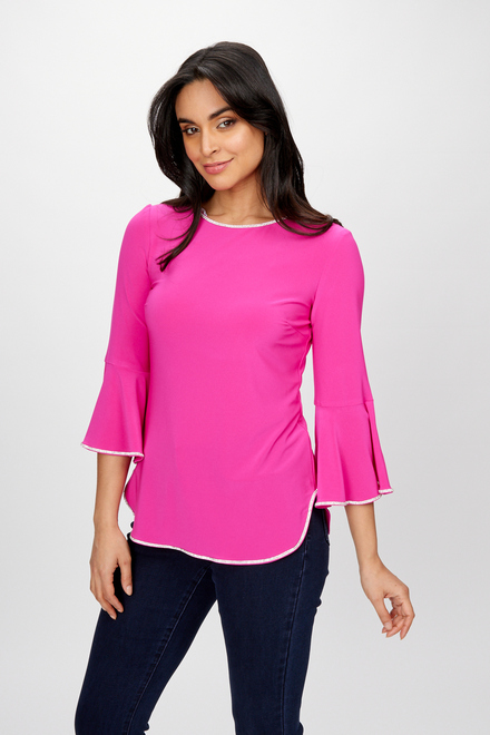  embellished  belle sleeves top style 198008. Bright Pink. 3
